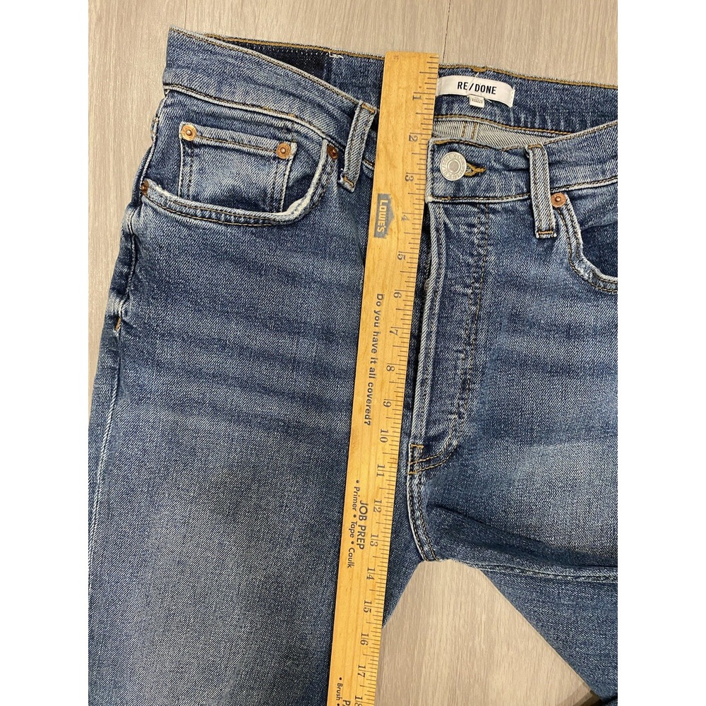 RE/DONE Jeans Womens 30 Blue 90s High Rise Ankle Crop Button Fly Distressed Blue - Picture 4 of 10